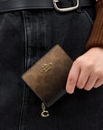 Snap Wallet In Ombre Signature Canvas (Gold/Brown)