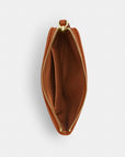 Corner Zip Wristlet In Regenerative Cotton With Plaid Print (Gold/Burnished Amber)