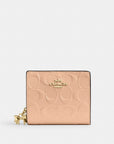 Snap Wallet In Signature Leather With Charm (Gold/Faded Blush)