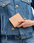 Snap Wallet In Signature Leather With Charm (Gold/Faded Blush)