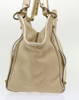 BBERRY Blue Label Shoulder Bag Canvas Leather Beige Auth cl