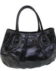 BBERRY Blue Label Shoulder Bag Coated Canvas Black Auth cl
