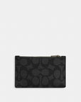 Zip Card Case In Signature Canvas (Gunmetal/Charcoal/Black)