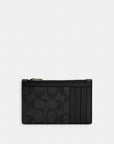 Zip Card Case In Signature Canvas (Gunmetal/Charcoal/Black)