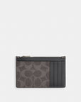 Zip Card Case In Signature Canvas (Gunmetal/Grey/Charcoal)
