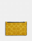 Zip Card Case In Signature Canvas (Silver/Canary)