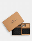Boxed 3-In-1 Wallet Gift Set In Signature Canvas (Gunmetal/Charcoal/Black)
