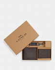 Boxed 3-In-1 Wallet Gift Set In Signature Canvas (Gunmetal/Walnut/Black)