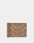 Slim Money Clip Billfold Wallet In Signature Canvas (Gunmetal/Tan/Black)
