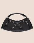 CHRISTIAN DOR FALL BLACK LEATHER MINI BONDAGE CLUTCH