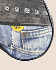CHRISTIAN DOR "MISS DORELLA" DENIM CANVAS MINI SADDLE BAG