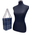 BBERRY Blue Denim Quilted Small Lola Bucket Shoulder Bag Tote