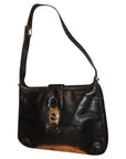 s GCCI Vintage Bluish Black Leather Jackie Hobo Bag