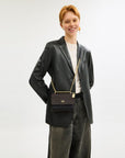 Mini Klare Crossbody Bag In Signature Canvas (Gold/Walnut/Black)