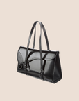 CHRISTIAN DOR PATENT LEATHER BLACK FLAP SADDLE BAG