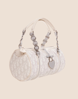 CHRISTIAN DOR GREY & WHITE ROMANTIQUE TROTTER MINI BARREL BAG