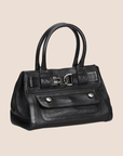 CHRISTIAN DOR BLACK LEATHER FLIGHT TOTE BAG