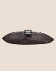 CHRISTIAN DOR BROWN SNAKESKIN BUCKLE FLAP BAG