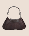 CHRISTIAN DOR BROWN SNAKESKIN BUCKLE FLAP BAG