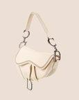 CHRISTIAN DOR CREAM LEATHER SADDLE BAG