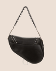CHRISTIAN DOR BLACK CRYSTAL GROMMET SADDLE BAG