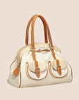 CHRISTIAN DOR BICOLOR DORISSIMO CANVAS SATCHEL BAG