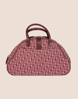 CHRISTIAN DOR BURGUNDY TROTTER CANVAS SADDLE TOTE BAG
