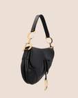 CHRISTIAN DOR BLACK OSTRICH SADDLE BAG