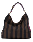 FNDI Leather-Trimmed Pequin Hobo Bag