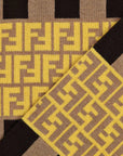 FNDI FF Print Striped Brown and Yellow Knitted Wool Scarf