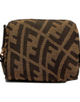FNDI FF Vertigo Brown Coated Canvas Small Beauty Pouch