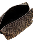 FNDI FF Vertigo Brown Coated Canvas Small Beauty Pouch