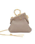 FNDI First Tortora Gray Leather Nano Micro Charm Pouch Bag