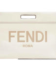 FNDI Logo 2-Way Smooth Ivory Leather Tote Bag