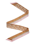 FNDI Logo Print Pink and Beige Women's Wrappy Silk Scarf