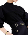 FNDI Master Key Black Leather Gold Small Bracelet