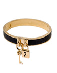 FNDI Master Key Black Leather Gold Small Bracelet