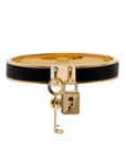 FNDI Master Key Black Leather Gold Small Bracelet