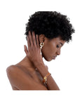FNDI Master Key Brandy Leather Gold Medium Bracelet