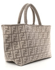 FNDI FF Tortora Gray Knitted Cashmere Wool Large Shopper Tote Bag