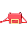FNDI Micro Baguette Trifold Wallet Crossbody Bag Dalia Pink Leather