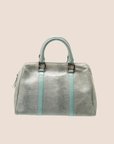 CHRISTIAN DOR PALE BLUE LIZARD EMBOSSSED BOSTON BAG