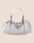 CHRISTIAN DOR GREY & WHITE ROMANTIQUE TROTTER HANDBAG