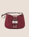 CHRISTIAN DOR BURGUNDY SATIN & PATENT LEATHER MINI STREET CHIC HOBO BAG