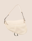 CHRISTIAN DOR CREAM LEATHER SADDLE BAG