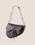 CHRISTIAN DOR BROWN OSTRICH LEATHER CHAIN SADDLE BAG