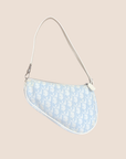 CHRISTIAN DOR BABY BLUE OBLIQUE CANVAS SADDLE BAG
