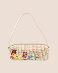 CHRISTIAN DOR BEIGE TROTTER FLORAL EMBROIDERED MINI SHOULDER BAG