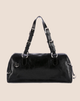 CHRISTIAN DOR HARCORE PIERCED BLACK LEATHER BOSTON BAG
