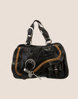 CHRISTIAN DOR BLACK LEATHER GAUCHO SADDLE HANDBAG